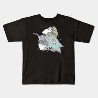 Gothic Wolf Artwork With Girls Kids T-Shirt